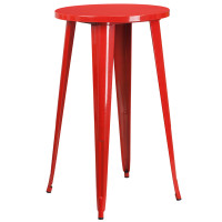Flash Furniture CH-51080-40-RED-GG 24'' Round Metal Indoor-Outdoor Bar Height Table in Red